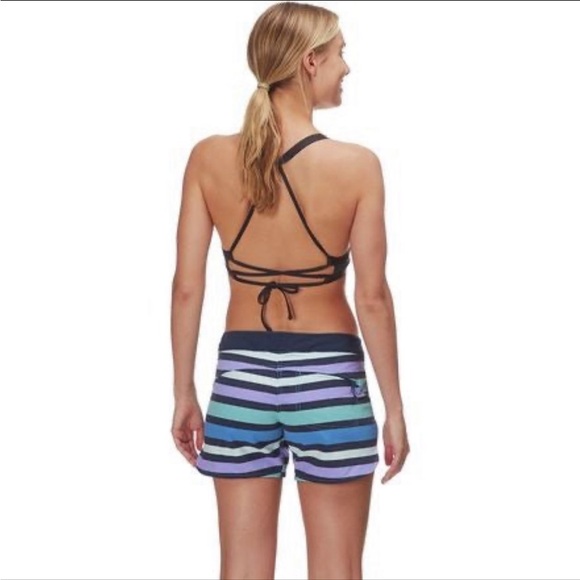 NWT Patagonia Wavefarer Blue Striped Board Shorts Zip-Pocket Tie Front Size 6 - Picture 9 of 9